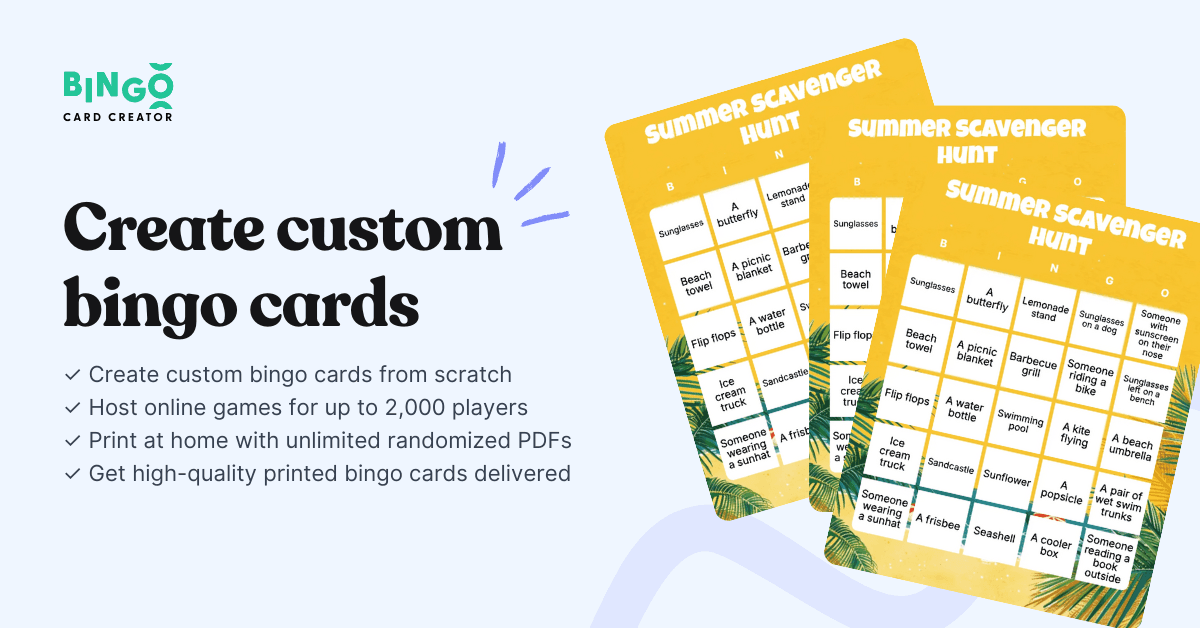 stack of summer bingo cards