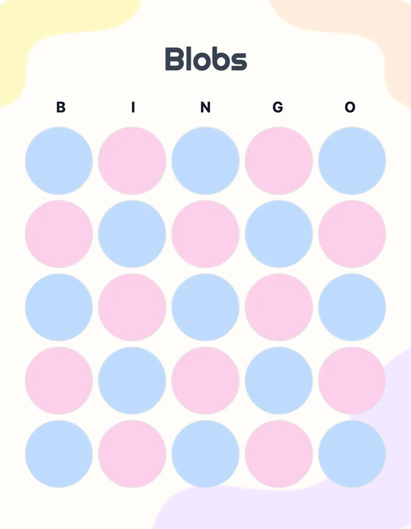 Blobs style blank bingo card