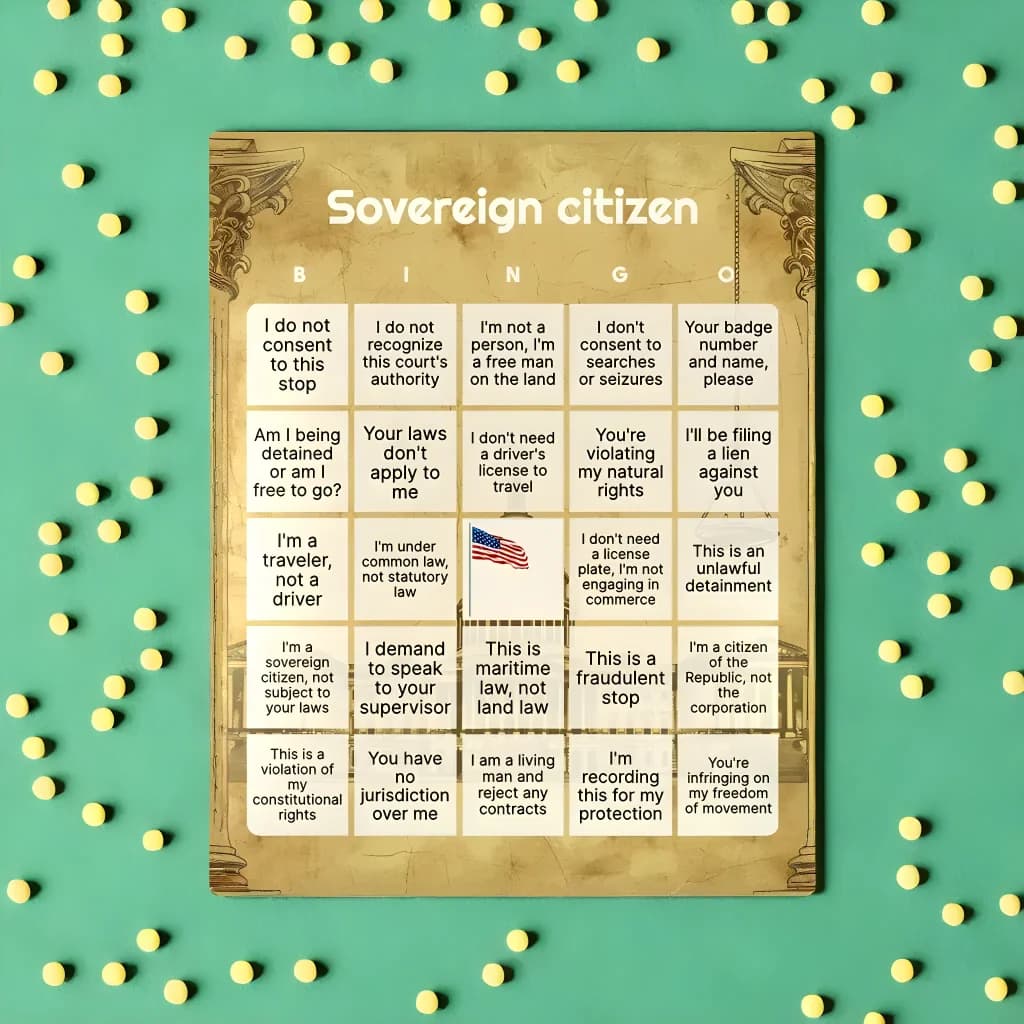 sovereign citizen bingo with polka dots